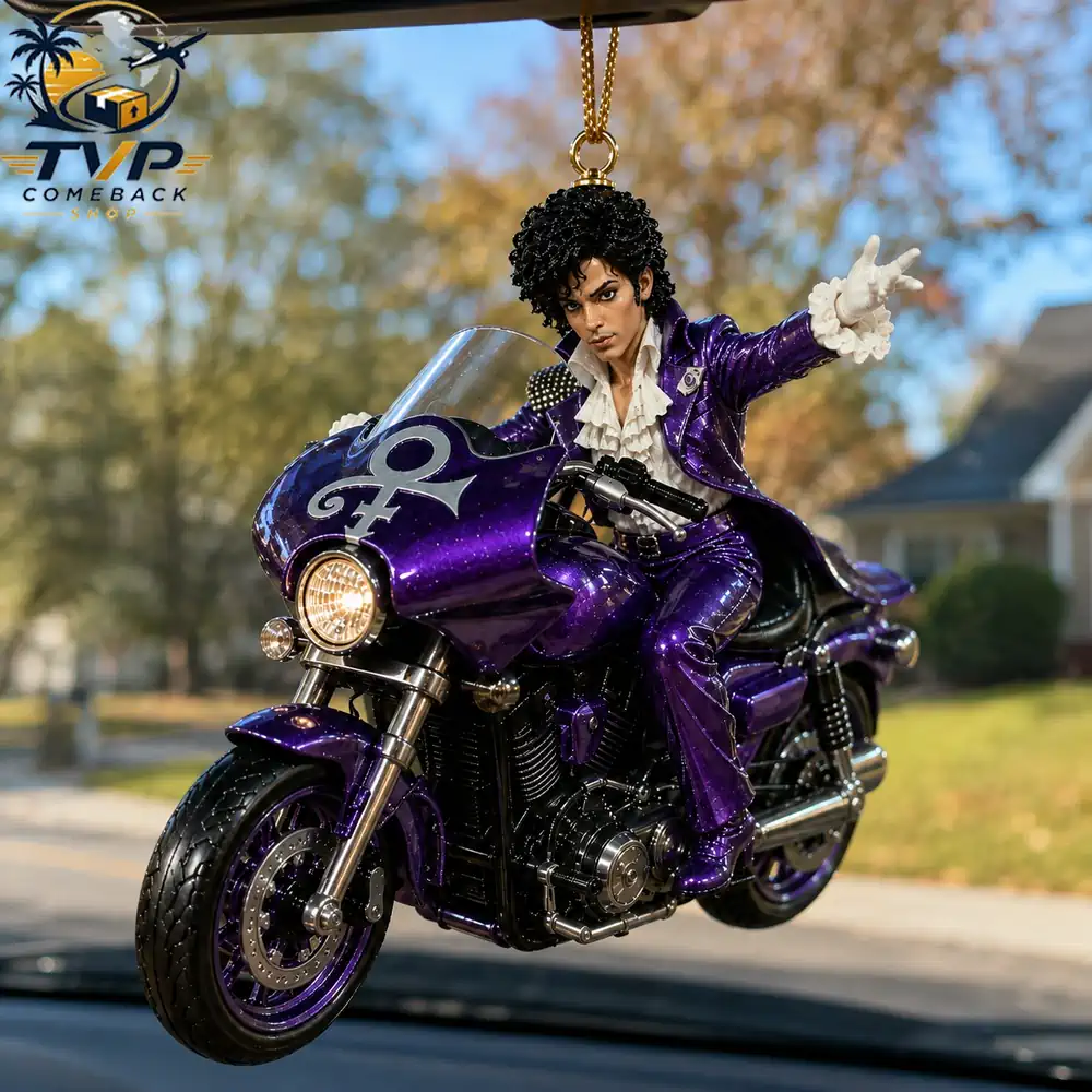 Prince Purple Rain Waving Motorcycle Christmas Ornament Prince Purple Rain Waving Motorcycle Christmas Ornament
