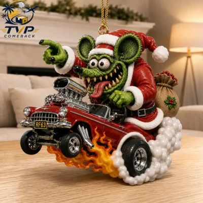 Rat Fink 63Rd Anniversary Hot Rod Christmas Ornament