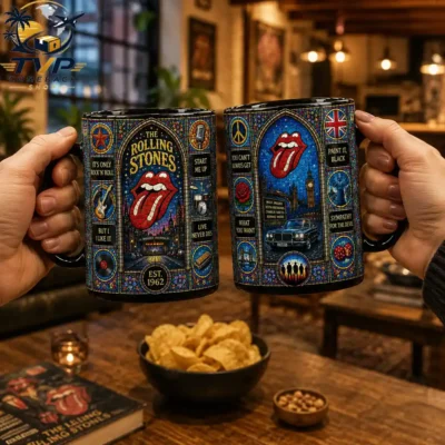 Rolling Stones Vintage Stained Glass Style Rock 'N' Roll 3D Mug