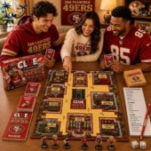 San Francisco 49ers Clue Board Game 2026 2 Group of friends playing the San Francisco 49ers Clue board game.