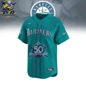 Seattle Mariners Limited Edition 50 Seasons Baseball Jersey 2 Seattle Mariners 50th Anniversary commemorative teal baseball jersey