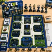 Seattle Seahawks edition Clue board game with custom character pieces.