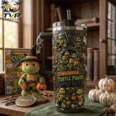 TMNT 35th Anniversary Sewer Squad 40oz Tumbler With Handle 2 Teenage Mutant Ninja Turtles Halloween tumbler with plush charm from Tvpcomebackshop