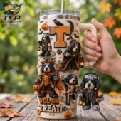 Tennessee Volunteers Halloween Vol Or Treat 40oz Tumbler With Handle 1 Tennessee Volunteers themed Halloween tumbler with dogs by Tvpcomebackshop
