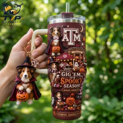 Texas A&M Aggies Spooky Season Halloween 2026  With Handle Tumbler