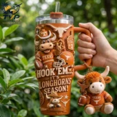 Texas Longhorns 3D-relief tumbler with matching plush keychain from Tvpcomebackshop