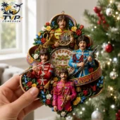 Beatles Sgt. Pepper Christmas tree ornament held in hand
