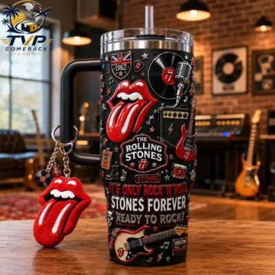 The Rolling Stones Its Only Rock N Roll Stones Forever Tumbler with Handle The Rolling Stones Its Only Rock N Roll Stones Forever Tumbler with Handle