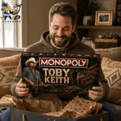 Toby Keith Collector's Edition Monopoly Board Game 2026 2 Man holding a Toby Keith Collector Edition Monopoly board game from Tvpcomebackshop