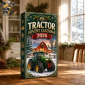 Tractor Advent Calendar 2026 2 2026 Tractor Advent Calendar standing on a wooden table.