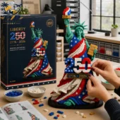 USA Liberty 250 Anniversary Collector's Building Brick Set 2 Assembling the Tvpcomebackshop Liberty 250 building blocks set
