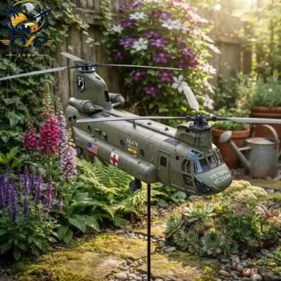 Vietnam Veteran CH-47 Chinook Helicopter Garden Wind Spinner