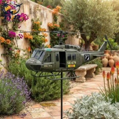 Vietnam Veteran Memorial UH-1 Huey Helicopter Garden Spinner