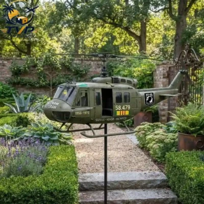 Vietnam Veteran Memorial UH-1 Huey Helicopter Garden Spinner