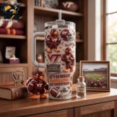 Virginia Tech Hokies 3D tumbler with HokieBird mascot and Lane Stadium graphics