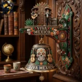 Viva Mexico decorative wall bell with mariachi figures