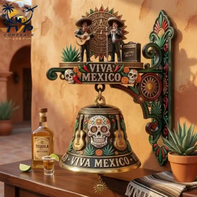 Viva Mexico Dia De Los Muertos 3D Wall Hanging Bell 2026