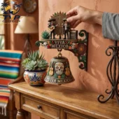 Viva Mexico Dia De Los Muertos 3D Wall Hanging Bell 2026 3 Viva Mexico wall-mounted decorative bell with mariachi figures