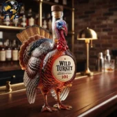 Wild Turkey 101 Bourbon whiskey bottle shaped like a turkey