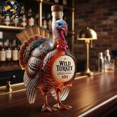 Wild Turkey 101 Sculpted Turkey 3D Bourbon Decanter Bottle Wild Turkey 101 Sculpted Turkey 3D Bourbon Decanter Bottle