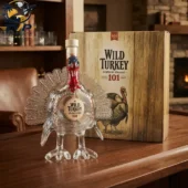 Wild Turkey 101 Sculpted Turkey 3D Bourbon Decanter Bottle 1 Wild Turkey 101 Kentucky Straight Bourbon Whiskey decanter shaped like a turkey with its gift box