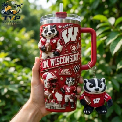 Wisconsin Badgers Evergreen Enterprises 40oz Tumbler With Handle