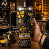 Wu-Tang Clan 36 Chambers Wu-Tang Forever Protect Ya Neck Tumbler with Handle 1 Wu-Tang Clan 36 Chambers themed tumbler with 3D bee charm and musical motifs from Tvpcomebackshop.