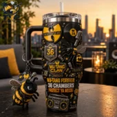 Wu-Tang Clan 36 Chambers Wu-Tang Forever Protect Ya Neck Tumbler with Handle 3 Wu-Tang Clan 36 Chambers themed tumbler with 3D embossed details and matching bee charm