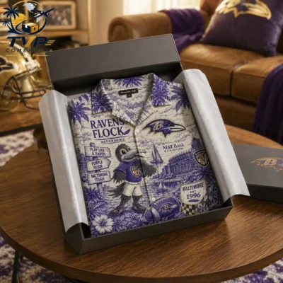 Baltimore Ravens Ravens Flock 3D Hawaiian Shirt
