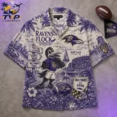 Baltimore Ravens themed floral print button-down shirt