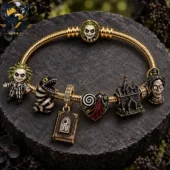 Beetlejuice themed charm bracelet with movie character beads