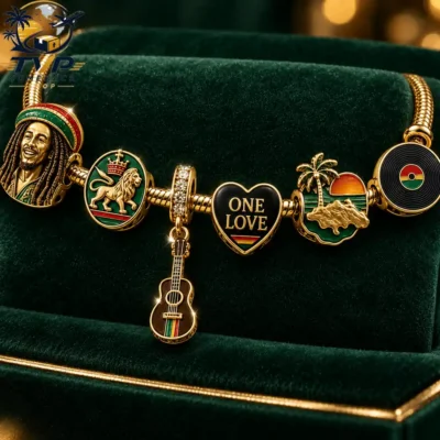 Bob Marley One Love Limited Edition Gold Charm Bracelet Set