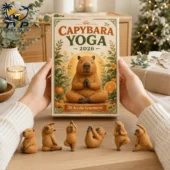 Person holding a 2026 Capybara Yoga acrylic ornament set from Tvpcomebackshop