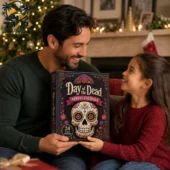 Day of the Dead 24-Day Advent Calendar 2026 1 Father and daughter holding a Day of the Dead advent calendar