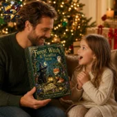 Forest Witch Familiar 24-Day Advent Calendar 2026 1 Father and daughter opening a Forest Witch & Familiar 2026 ornament collection by Tvpcomebackshop.