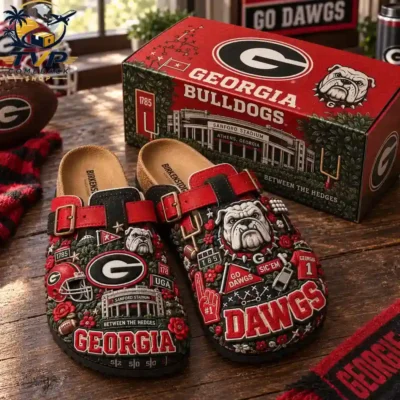 Georgia Bulldogs NCAA 3D Embossed Suede Clogs