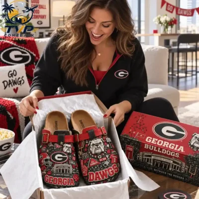 Georgia Bulldogs NCAA 3D Embossed Suede Clogs