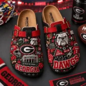 Georgia Bulldogs NCAA 3D Embossed Suede Clogs 4 University of Georgia Bulldogs themed Birkenstock sandals featuring team colors and logos from Tvpcomebackshop.