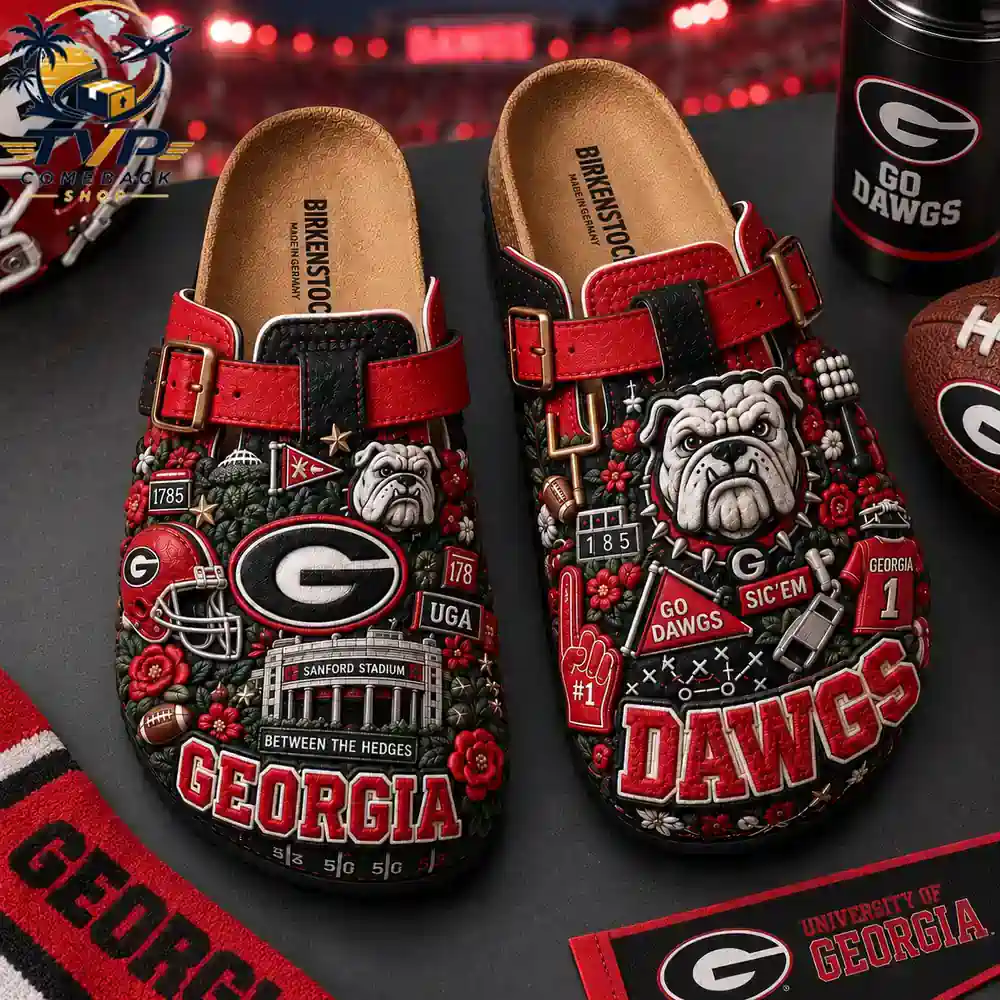 Georgia Bulldogs NCAA 3D Embossed Suede Clogs Georgia Bulldogs NCAA 3D Embossed Suede Clogs