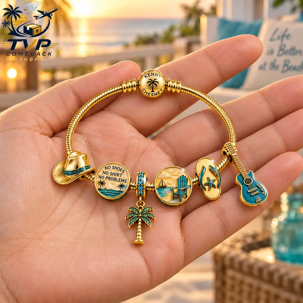 Kenny Chesney No Shoes No Shirt No Problems Gold Charm Bracelet Set 2026 Kenny Chesney No Shoes No Shirt No Problems Gold Charm Bracelet Set 2026
