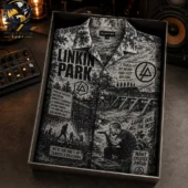 Linkin Park graphic print button-up shirt in a presentation box