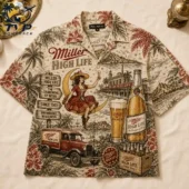 Miller High Life vintage tropical button-down shirt
