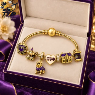 Omega Psi Phi 1911 Gold Charm Bracelet Set 2026