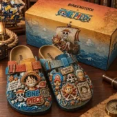 One Piece Straw Hat Pirates 3D Embossed Suede Clogs 3 Birkenstock x One Piece custom clogs with anime graphics