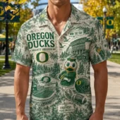 Oregon Ducks Mighty Oregon 3D Hawaiian Shirt 1 Oregon Ducks commemorative short-sleeve button-down shirt with team imagery.