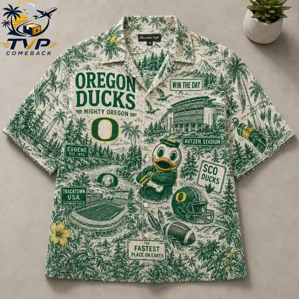Oregon Ducks Mighty Oregon 3D Hawaiian Shirt Oregon Ducks Mighty Oregon 3D Hawaiian Shirt