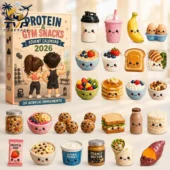 2026 Protein and Gym Snacks Advent Calendar with 24 cute food-themed acrylic ornaments from Tvpcomebackshop.