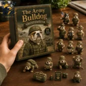 The Army Bulldog advent calendar with 24 military-themed bulldog ornaments by Tvpcomebackshop