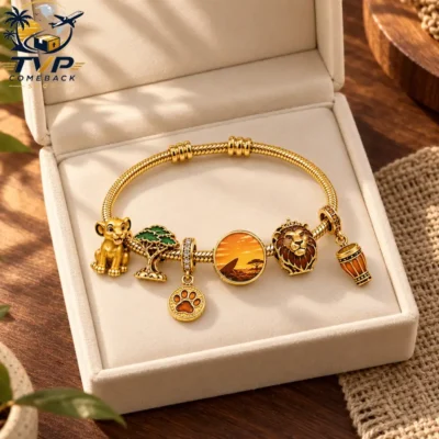 The Lion King Circle Of Life Collector Edition Gold Charm Bracelet Set