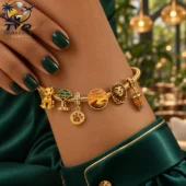 Gold Lion King themed charm bracelet with detailed character charms